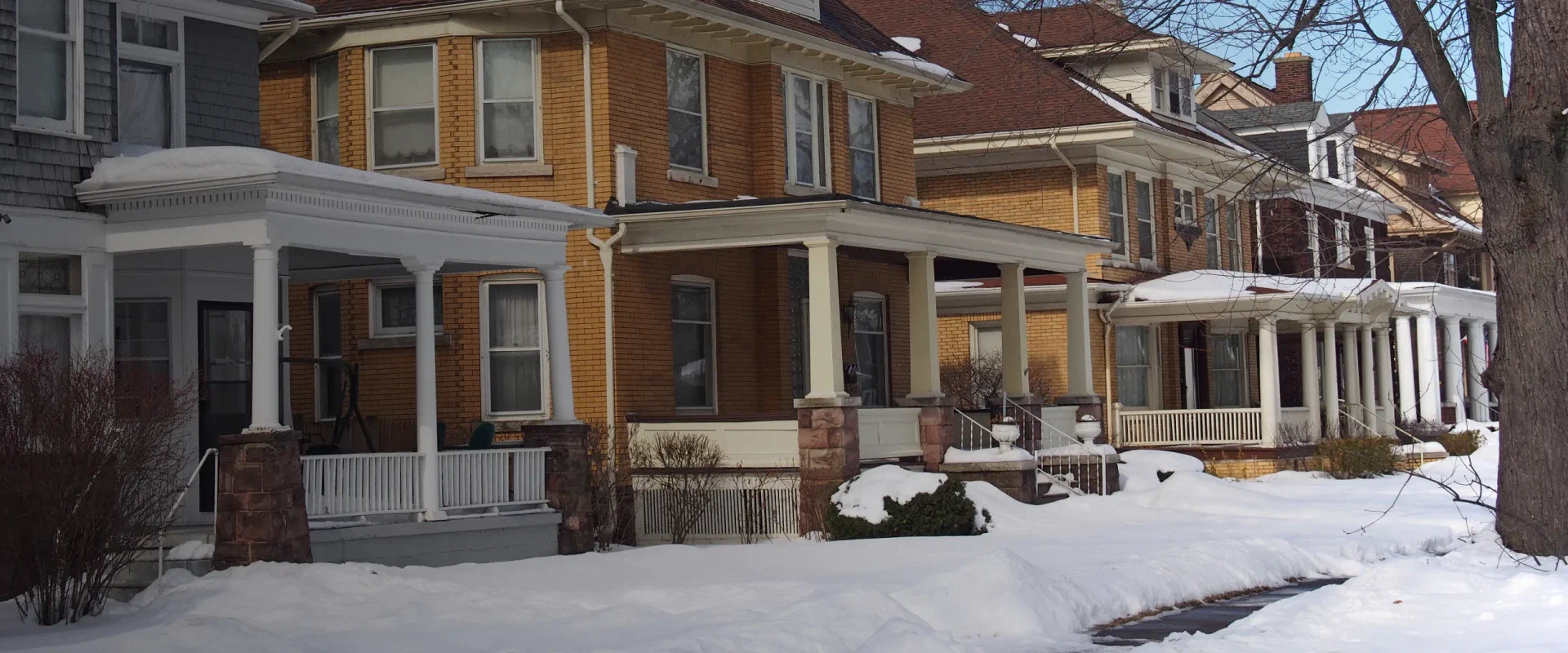 residential community houses on winter season